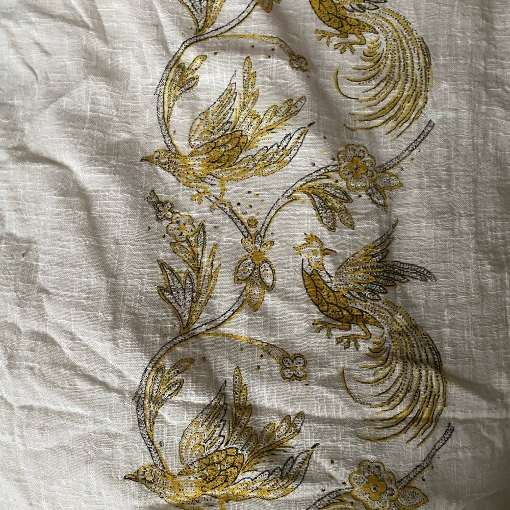 Anthropologie Scrolled Quills Cotton Curtains - 2 panels